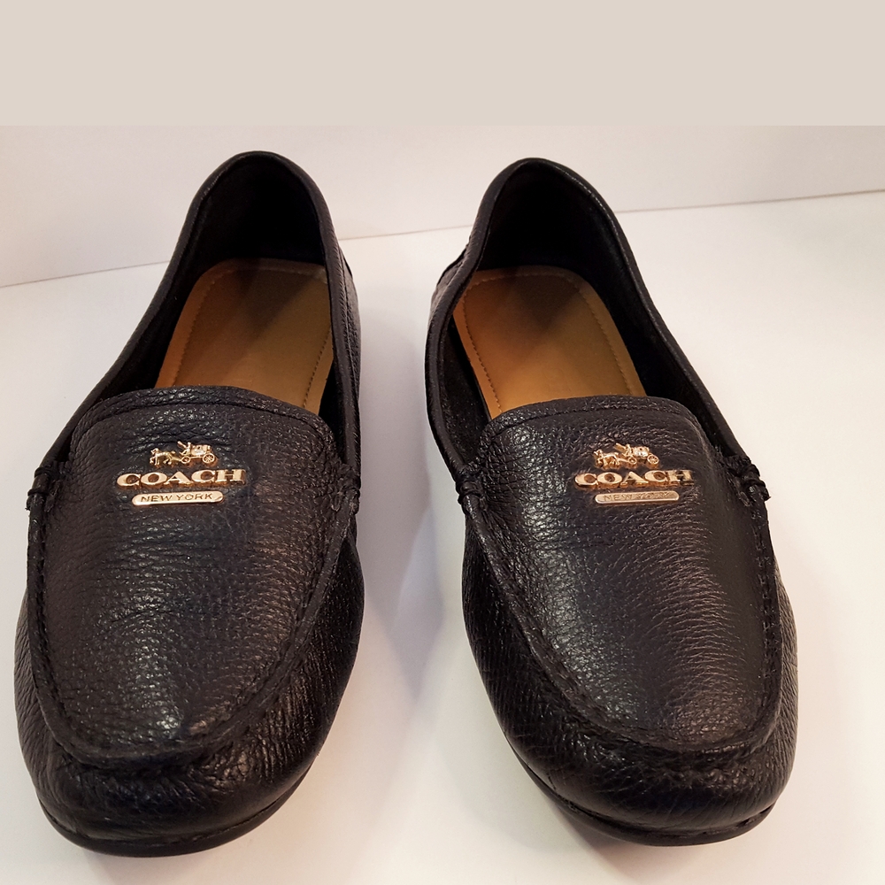 Coach💋Black Leather Slip-On Marley Driver loafer flats - Picture 5 of 12